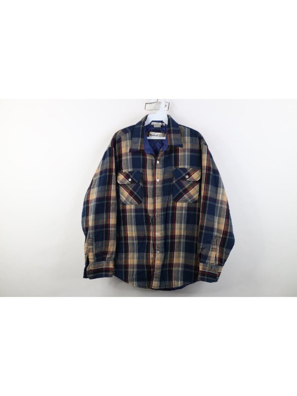 Vintage 90s Streetwear Mens Large Quilted Flannel Knit Button Shirt Jacket Jac